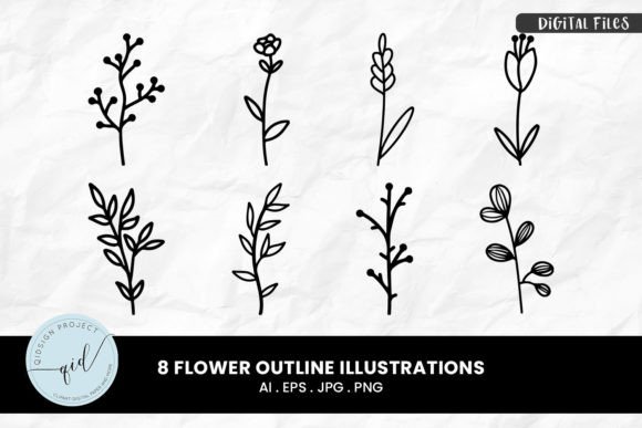 8 Flower Outline Illustrations: Your New Design Staple