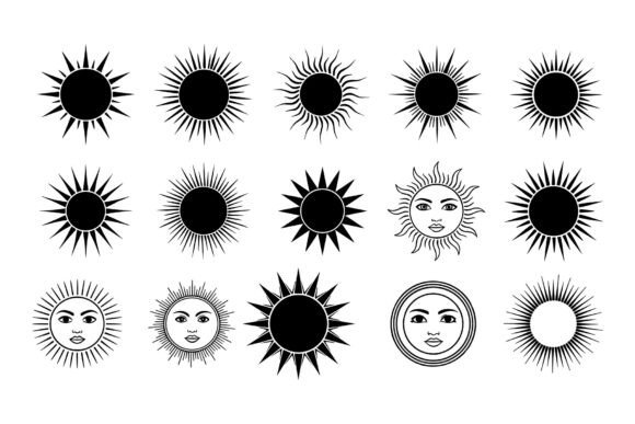 Bold Sun Face & Rays SVG Bundle for Creative Designs