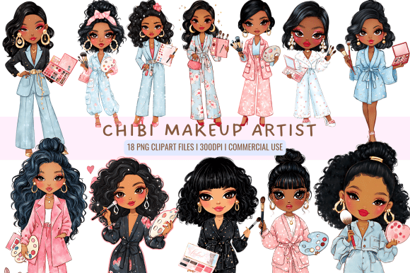 Chibi Makeup Artist Clipart: The Whimsical Design Asset Your Brand Needs
