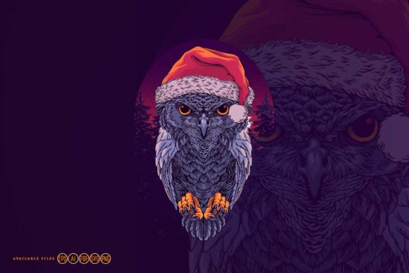 Christmas Owl Bird Illustrations: Festive Design Assets