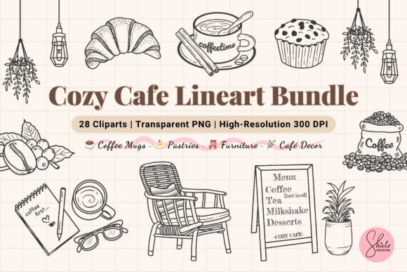 Cozy Cafe Line Art: Bring Warmth to Your Designs