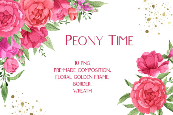 Elevate Designs with Watercolor Peony Frame Bouquets Clipart