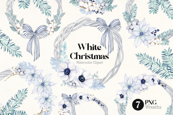 Elevate Your Holiday Projects with White Christmas Wreath Clipart