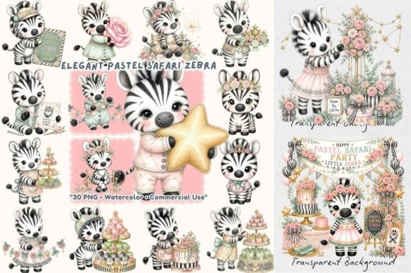 Pastel Safari Zebra Watercolor: A Whimsical Design Asset