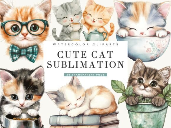 Purr-fectly Painted: Unleashing Creativity with a Watercolor Cat Clipart Bundle