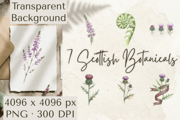 Scottish Botanical Clipart PNG Thistle: Highland Elegance