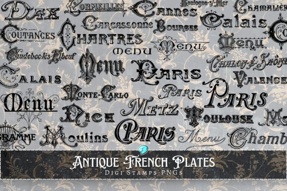 Unearthing Timeless Charm: Antique French Plates Digi Stamps PNGs