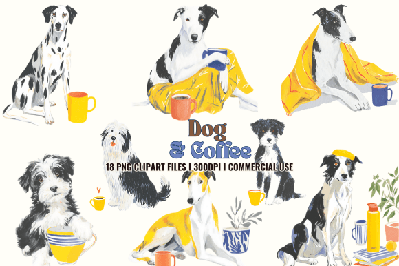 Warm Up Your Designs: The Charm of Dog & Coffee Clipart