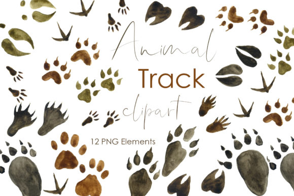 Watercolor Clipart Animals Track Clipart: Design Applications