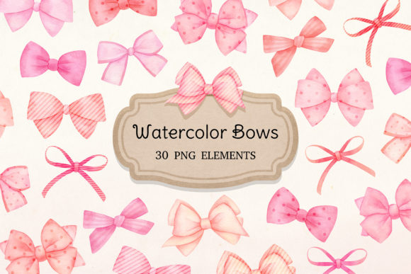 Watercolor Pink Bows Clipart: A Designer's Touch of Elegance