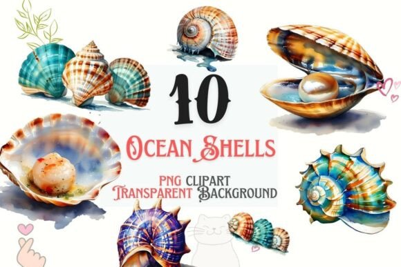 Watercolor Seashell Clipart Set: Coastal Charm for Your Designs