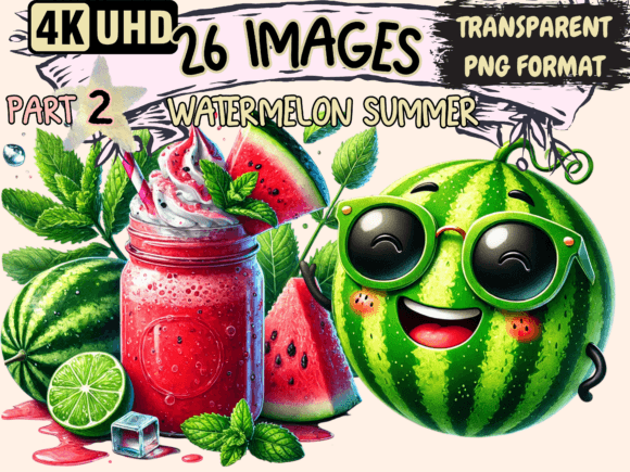 Watermelon Summer Clipart P2: Your Go-To Graphic Set