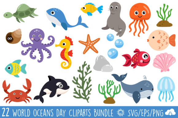 World Oceans Day Animals Clipart Bundle: A Designer's Toolkit